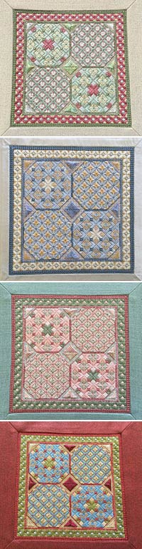 Needlepoint Valletta  Decorative design with a variety of different stitches using mixed threads from All Stitched Up